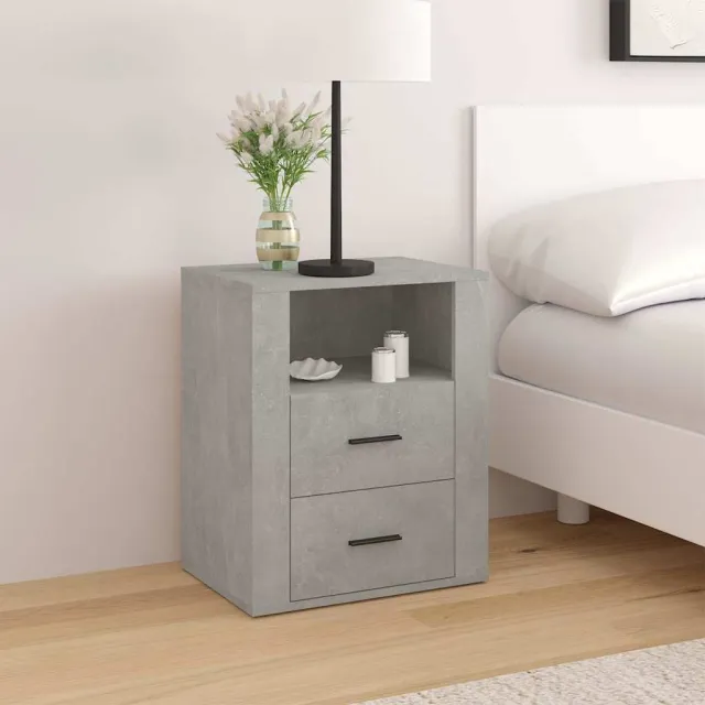 vidaXL Nachtkastje 50x36x60 cm bewerkt hout betongrijs grijs, foto 2