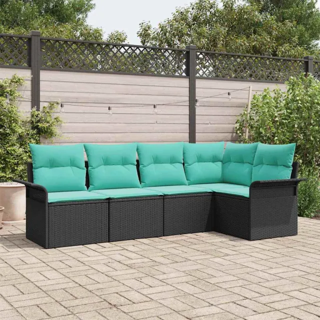 vidaXL Tuin Sofa Set 5 st Zwart poly rattan, foto 2
