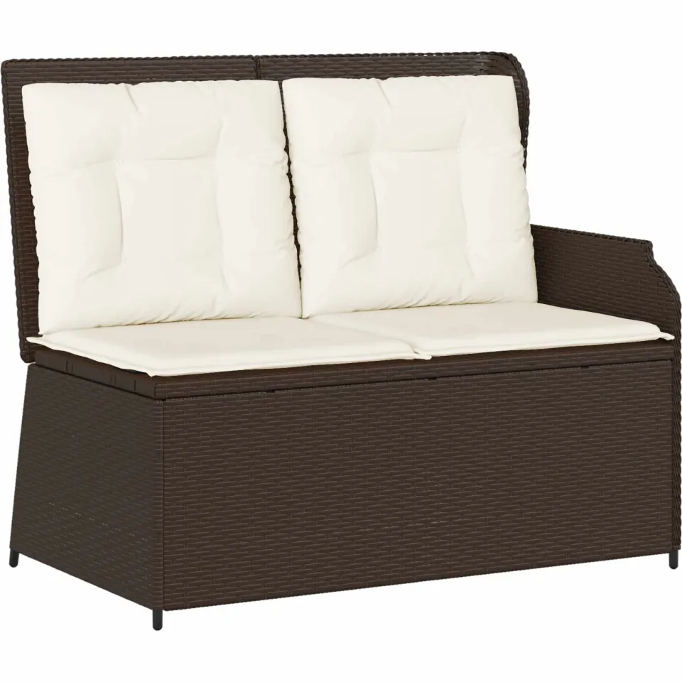 vidaXL Tuinbank 2-zits Bruin en Crème Wit poly rattan