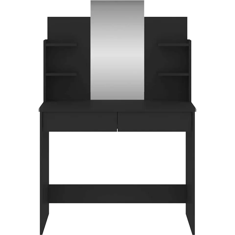 vidaXL Kaptafel met spiegel 96x39x142 cm zwart