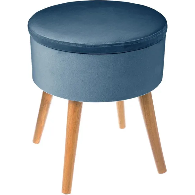 Silumen Fluwelen Borstkrukje met Dennenpoten 43 cm - Overig - Blauw - Bleu - SILUMEN
