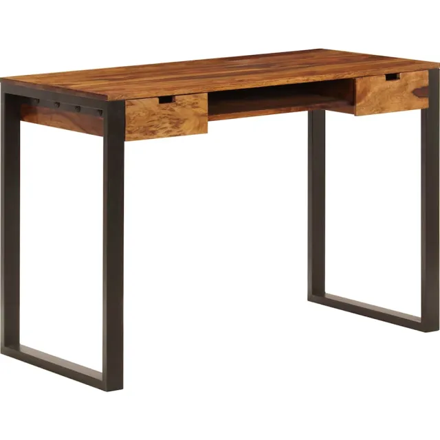 vidaXL Bureau 110x55x78 cm massief acaciahout en staal Bruin