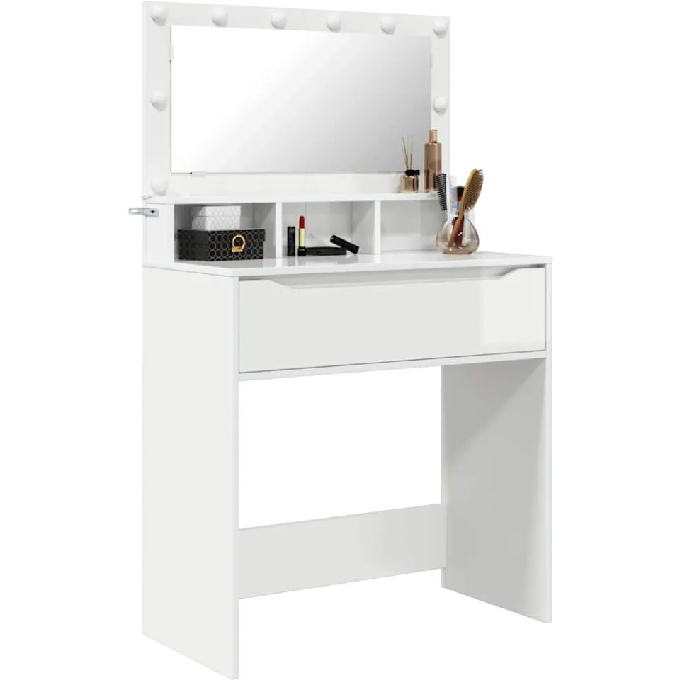vidaXL Slaapkamer Kaptafels Hoogglans Wit 80 x 39,5 x 135 cm