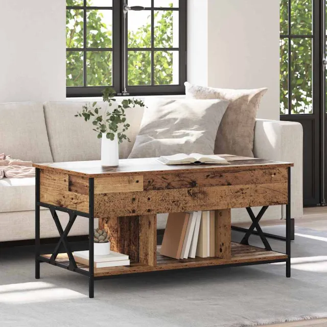vidaXL Salontafel Oud Hout 100 x 55 x 48.5 cm Bewerkt hout bruin, foto 2