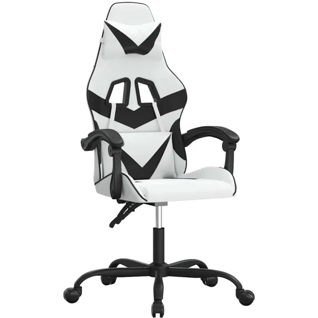 vidaXL Gamestoel - kunstleer - wit - en - zwart wit en zwart