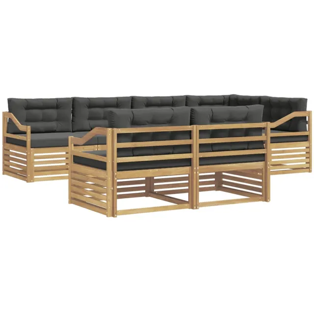 vidaXL Buiten - bank - set - 7 - st - 7-zits - Wit - en - antracietkleurig - Polyester Wit en antracietkleurig