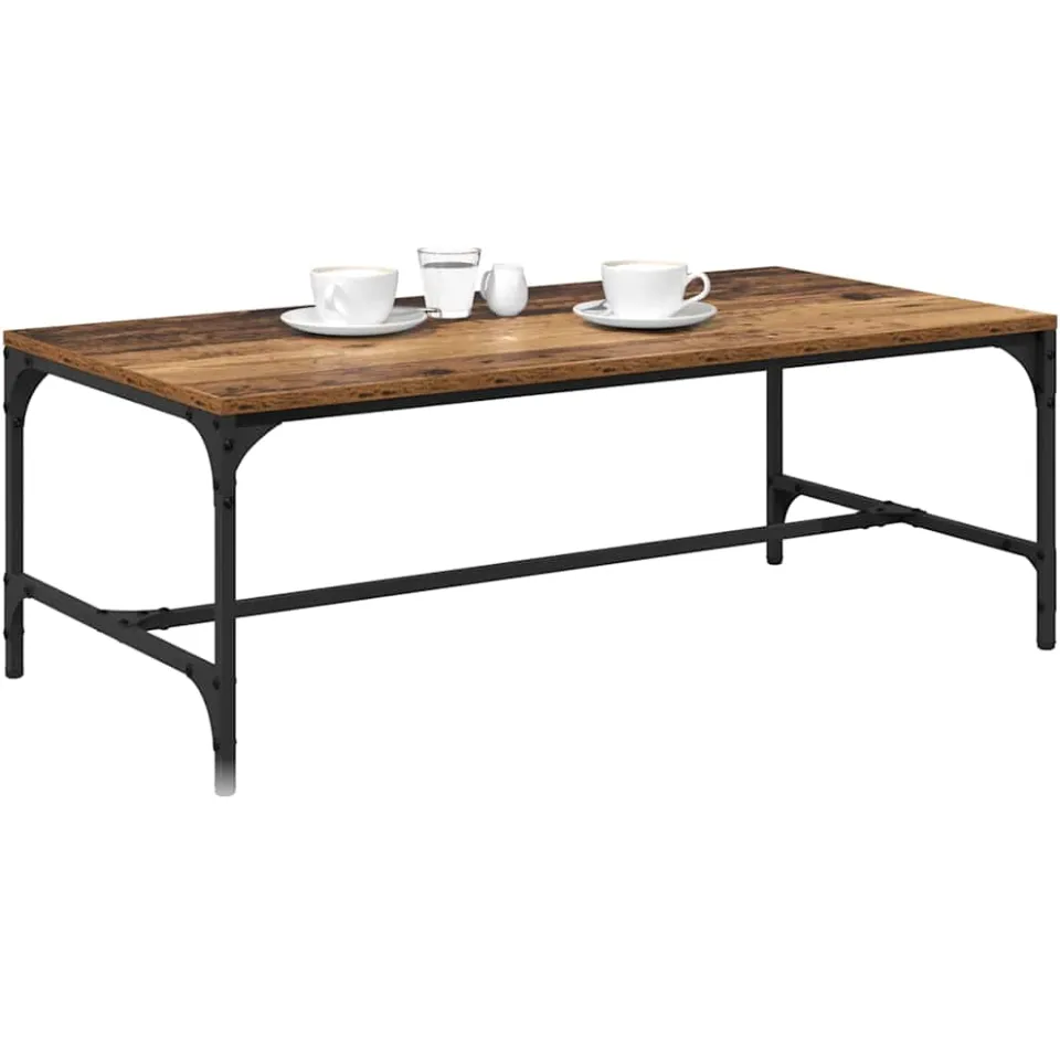 vidaXL Salontafel Oud Hout 100 x 50 x 35 cm Bewerkt hout bruin, foto 2