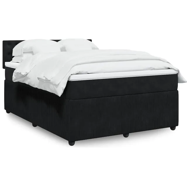 vidaXL Boxspring met matras fluweel zwart 160x200 cm