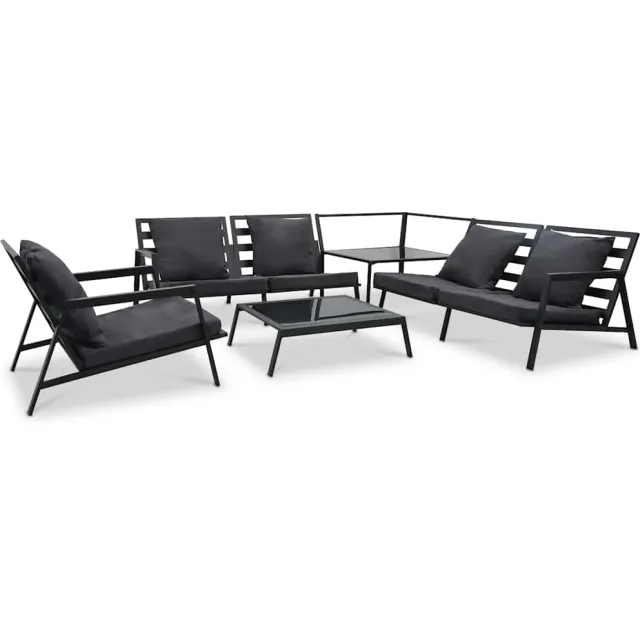 vidaXL 5-delige Loungeset met kussens aluminium donkergrijs