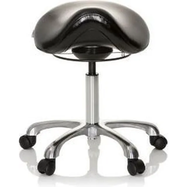 hjh office Ortho SIT - Werkstoel / werkkruk/ verhoogde bureaustoel - Zwart - Kunstleder