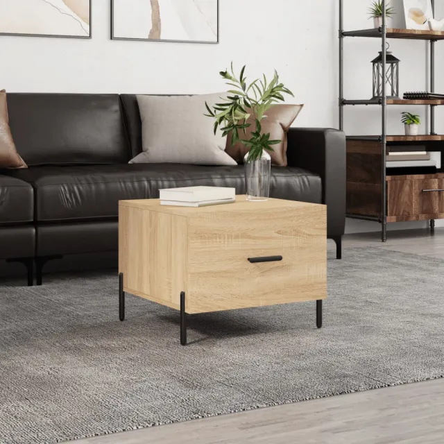 vidaXL Salontafel 50x50x35 cm bewerkt hout sonoma eikenkleurig, foto 2