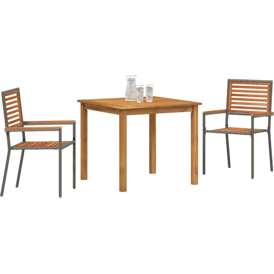 vidaXL Tuin eettafelset 3 st Grijs Massief Acaciahout