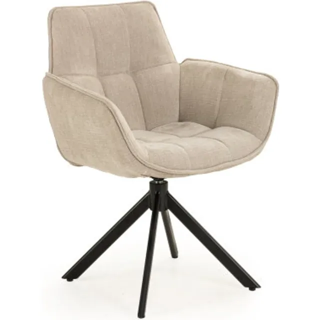 Moods Collection Eetkamerstoel Monaco draaibaar Venus zwart - Be cotton sand 04