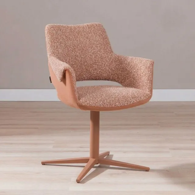 Bronx71 Eetkamerstoel Jules draaibaar bouclé terracotta - stoel