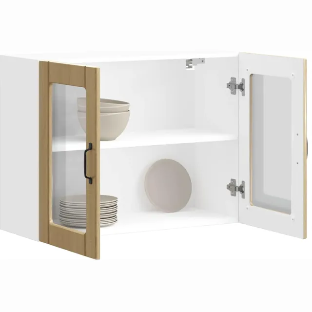 vidaXL Keukenbovenkast met glazen deur Lucca bewerkt hout sonoma eikenkleur Bruin