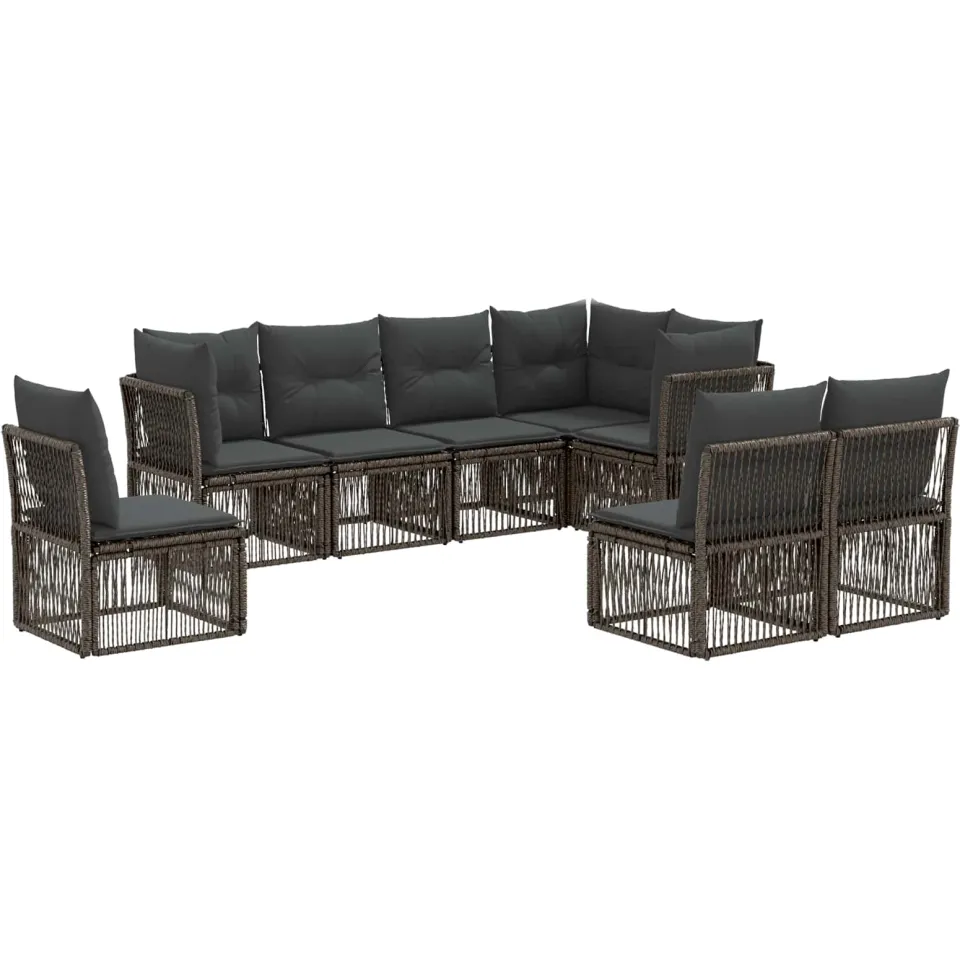 vidaXL Tuinbankenset 8 st Grijs poly rattan, foto 3