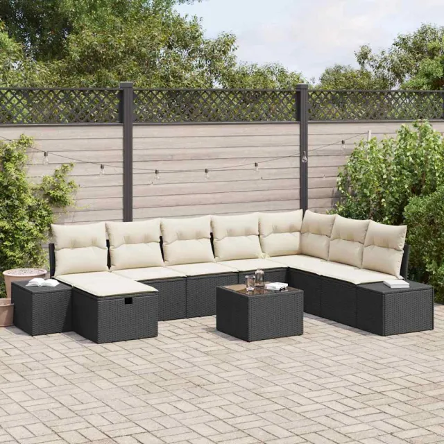 vidaXL Tuin Sofa Set 9 st Zwart poly rattan, foto 2