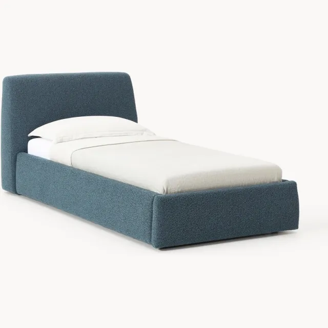 Westwing Collection Bouclé eenpersoonsbed Cloud Blauw