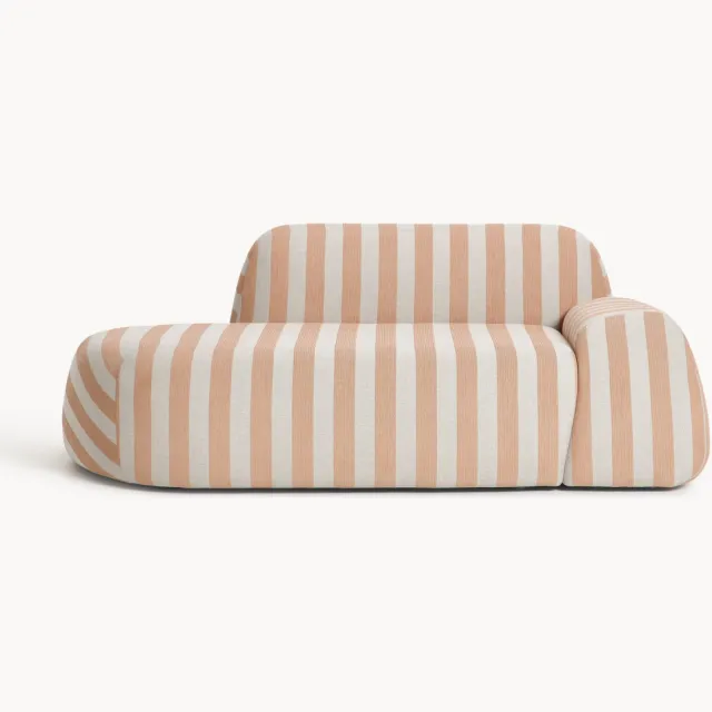 Westwing Collection Gestreepte bank Wolke (2-zits) met chaise longue Oranje
