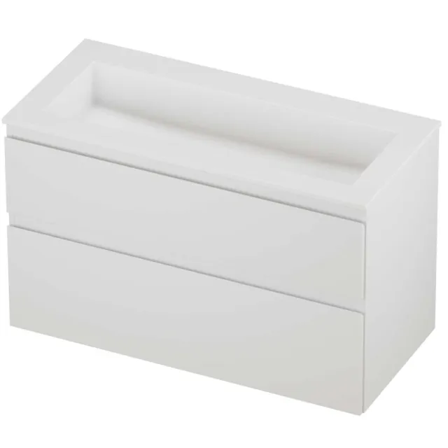 Proline Aristo Badmeubelset Polystone Elegant Zonder Kraangat 100x46x62 cm Mat White Mat Wit