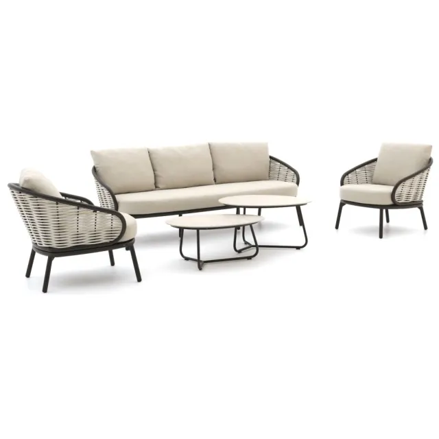 Apple Bee Pine Key stoel-bank loungeset 5-delig 5-zits Taupe