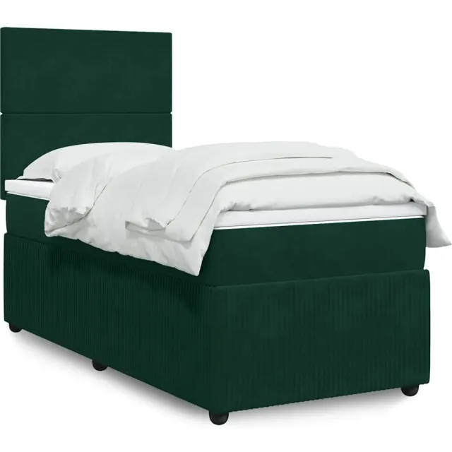 vidaXL Boxspring met matras fluweel donkergroen 90x190 cm groen