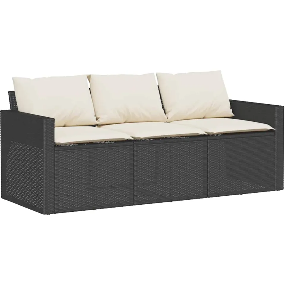 vidaXL 6-delige Loungeset met kussens poly rattan zwart