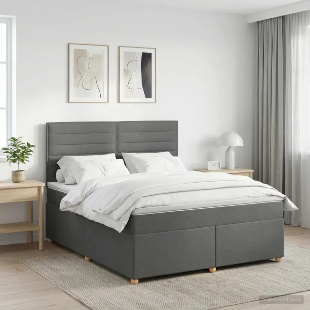 vidaXL Boxspringbed met matras Donkergrijs 140 x 200 cm Stof