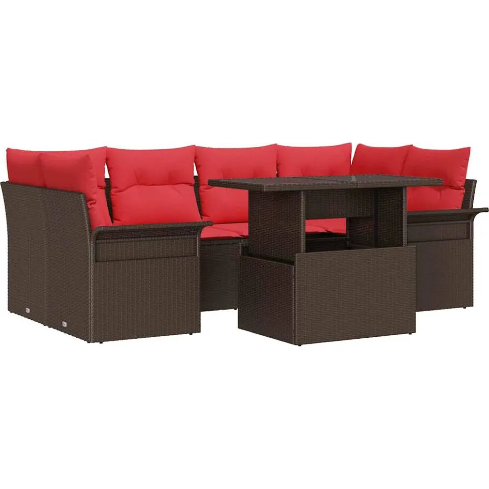 vidaXL Tuin Sofa Set 7 st Bruin poly rattan