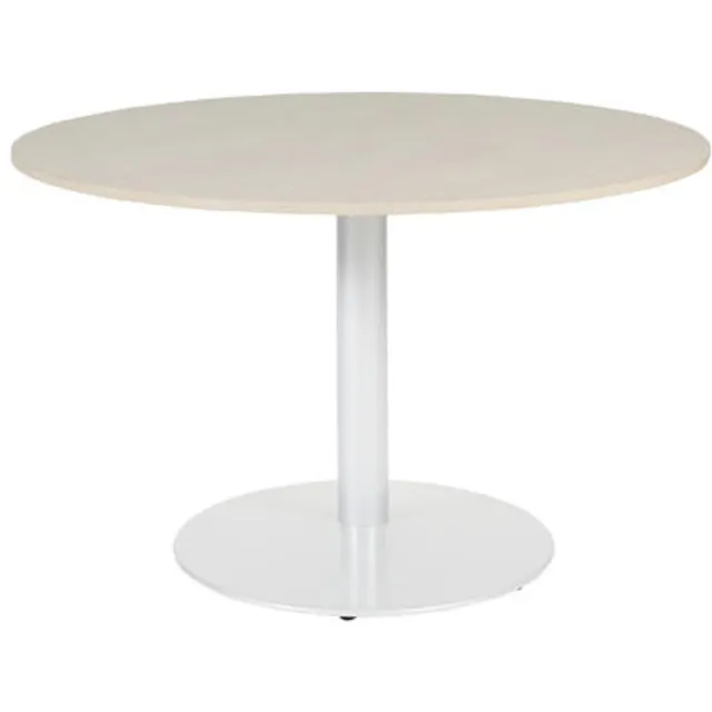 Schaffenburg Linesto 120cm ronde vergadertafel op vaste hoogte (74cm) met honey castello 25mm blad en aluminium (RAL9006) trompetvoet Aluminium (RAL9006)/Honey Castello