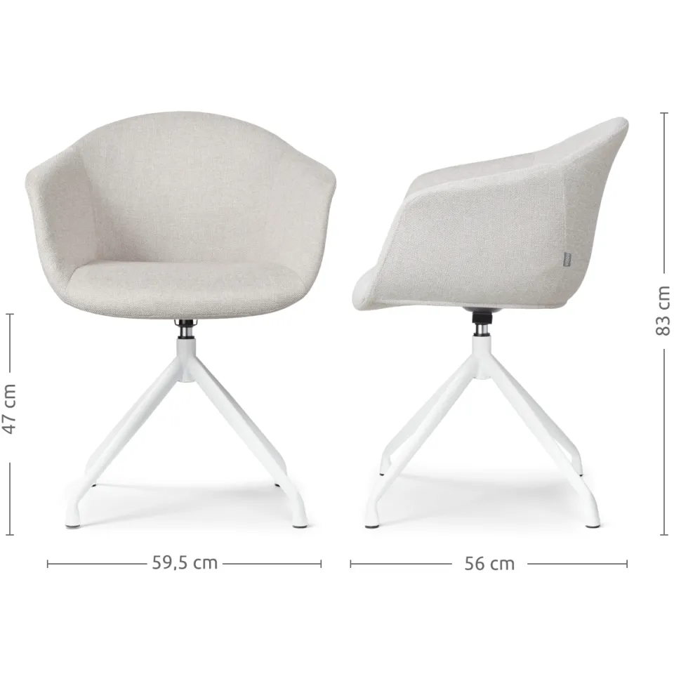 Nolon Nola-Otis draaibare eetkamerstoel beige - wit onderstel, foto 3