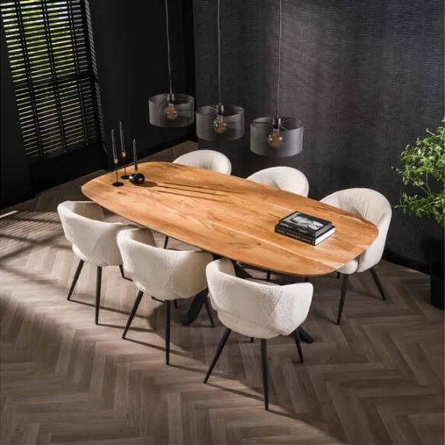 Meubelplaats Eettafel Kopenhagen Deens ovaal 180x95x77 cm - acaciahout - naturel massief acacia naturel
