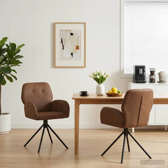 vidaXL Draai Eetstoelen 2 st Nep Suede Leer Bruin 54 x 55 x 86 cm, foto 2