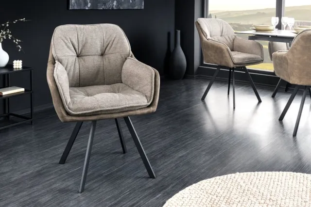 Invicta Interior Draaibare designstoel MR. LOUNGER vintage taupe microvezel armleuningen - 41662 Zie omschrijving