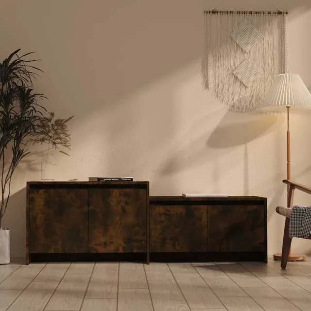 vidaXL Tv-meubel 146,5x35x50 cm bewerkt hout gerookt eikenkleurig Bruin