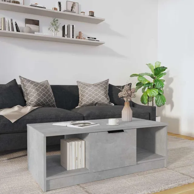 vidaXL Salontafel 102x50x36 cm bewerkt hout betongrijs grijs