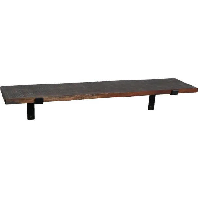 Raw Materials Wandplank - Gerecycled donkerhout - Metalen dragers - 80 cm Bruin