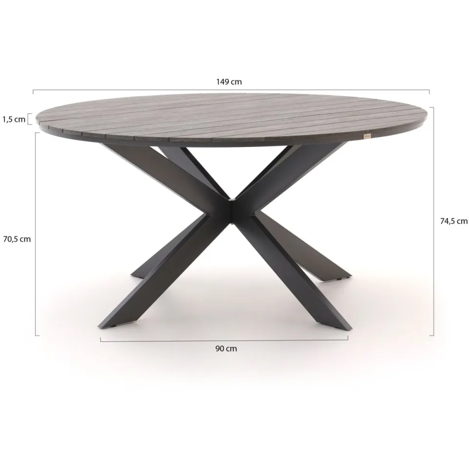 Forza Furniture Forza Vico/Fidenza ø149cm dining tuinset 7-delig stapelbaar, foto 3