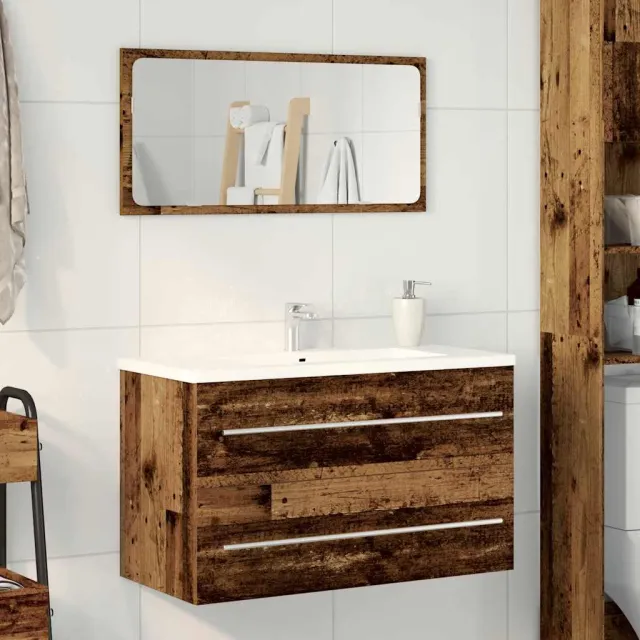 vidaXL Badkamer wastafelkast oud hout 80x38,5x48 cm bewerkt hout bruin, foto 2