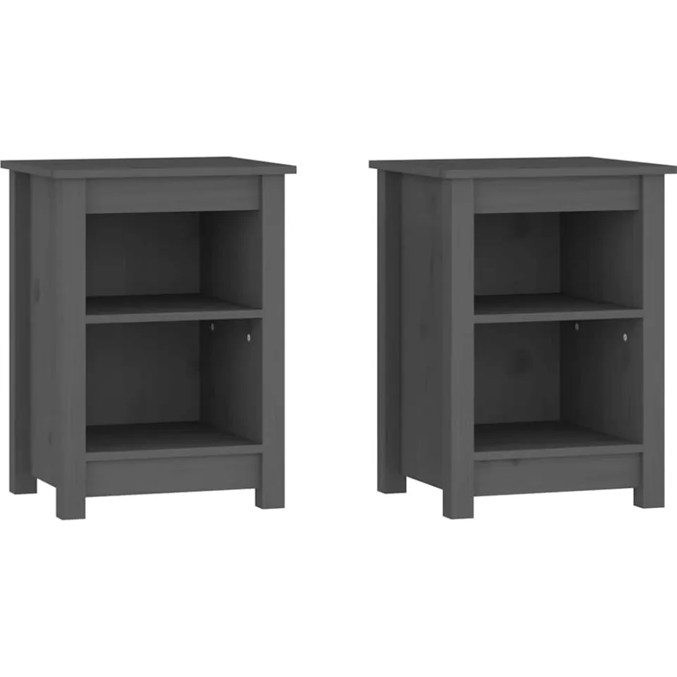 vidaXL Nachtkastjes 2 st 40x35x55 cm massief grenenhout grijs