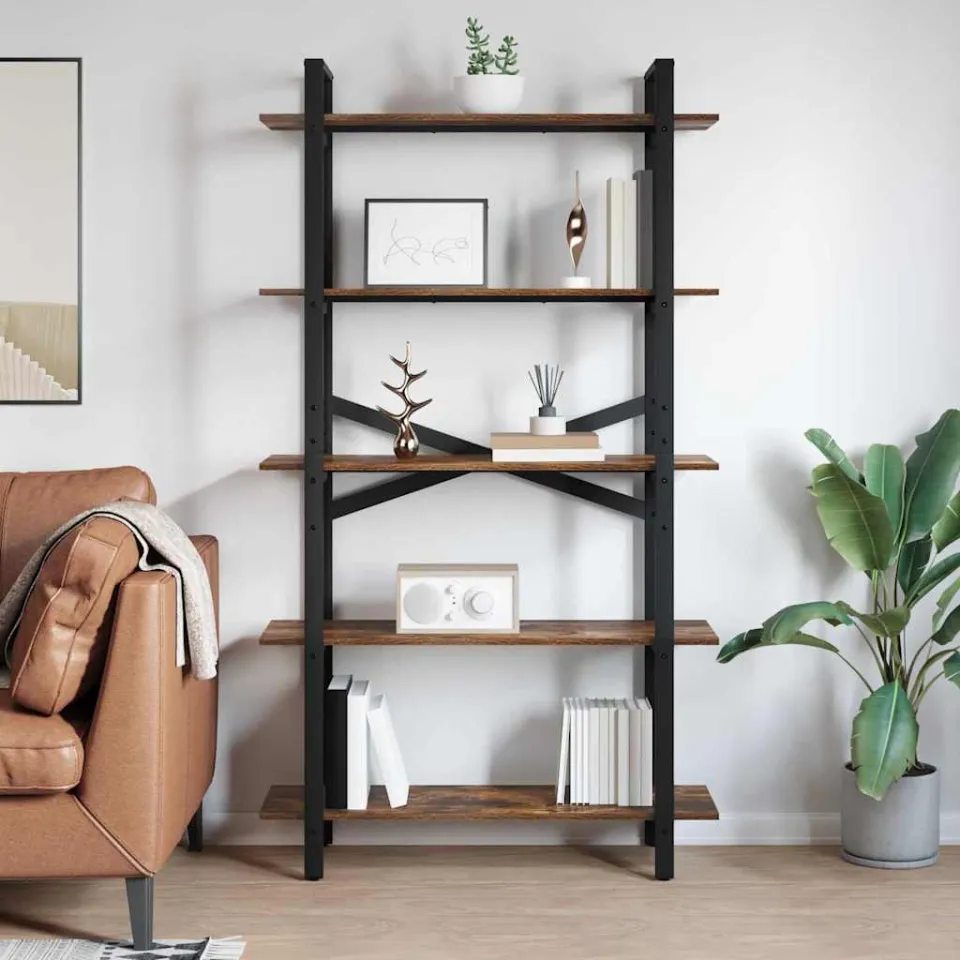 vidaXL Boekenkast 5-laags 100 x 33,5 x 178 cm Bewerkt hout Oud Hout bruin, foto 3