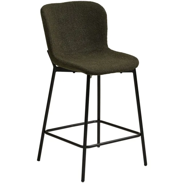 House Nordic Barstoel Maceda - Groen Bouclé - Set van 2