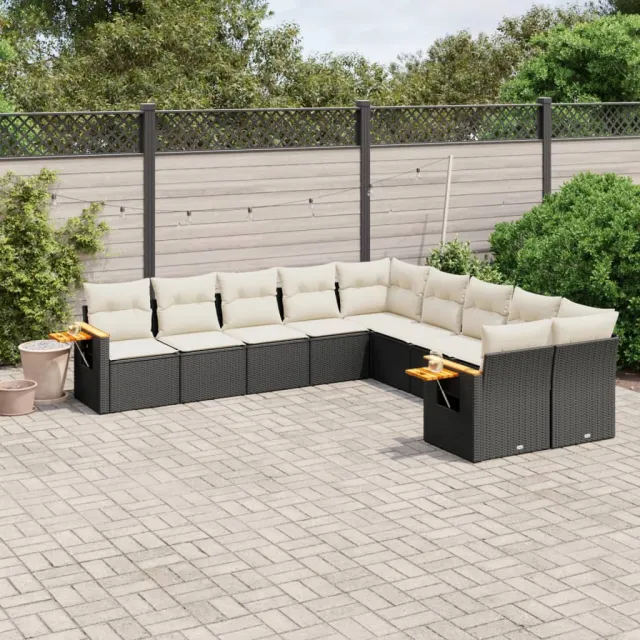 vidaXL Patio Sofa Set 10-zits Black and Cream, foto 2