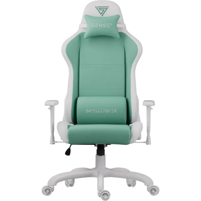SENSE7 Spellcaster FUKU PU - Ergonomische Gaming Stoel - Bureaustoel Stof & Eco-Leer - Tot 120kg - Wit/Groen