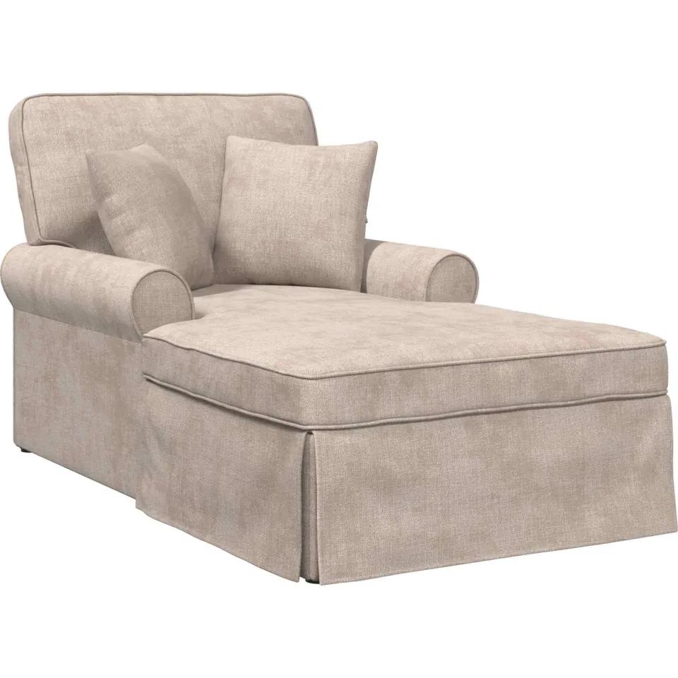 vidaXL Chaise Lounge met Rok met kussen Beige 157 x 91 x 91 cm ARES, foto 4