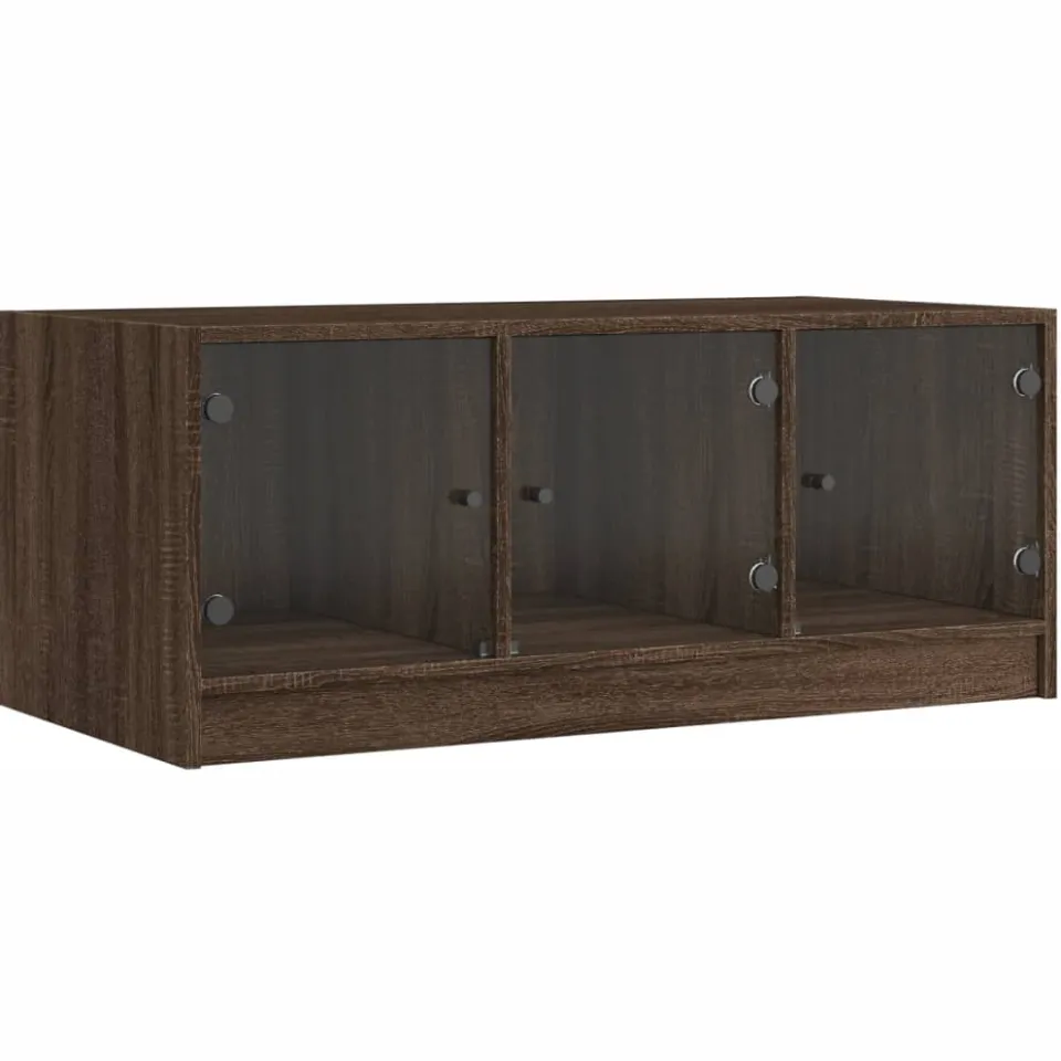 vidaXL Coffee Table Brown Oak Medium Engineered wood, Glass Bruin