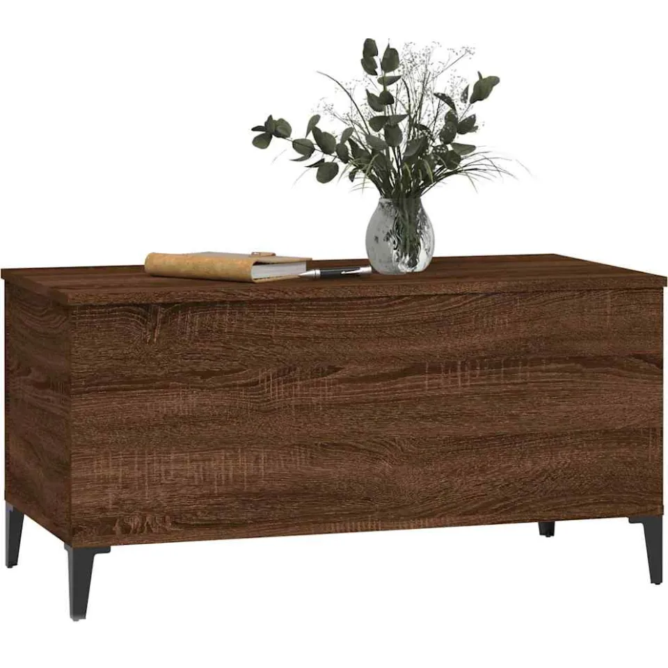 vidaXL Salontafel 90x44,5x45 cm bewerkt hout bruin eikenkleur