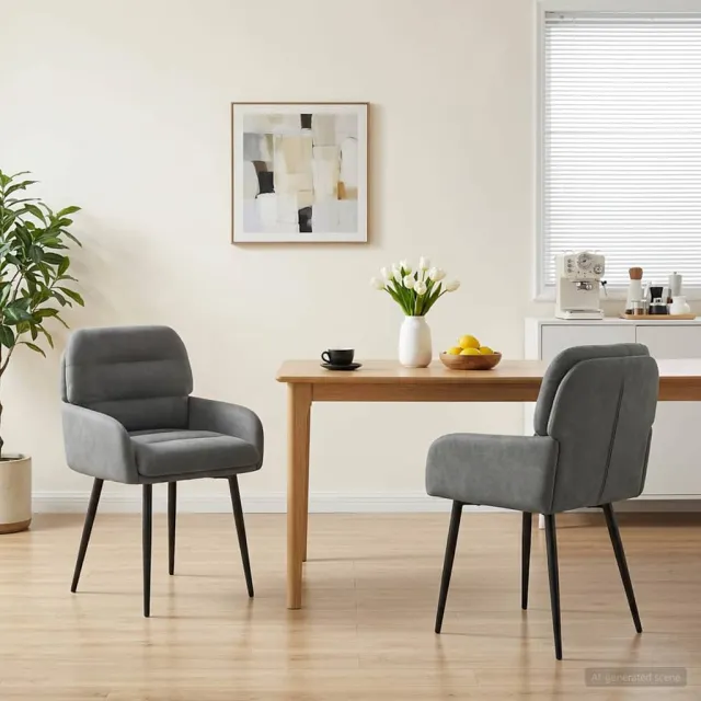 vidaXL Eettafelstoelen 2 st fluweel Donkergrijs 59 x 59,5 x 90 cm, foto 2