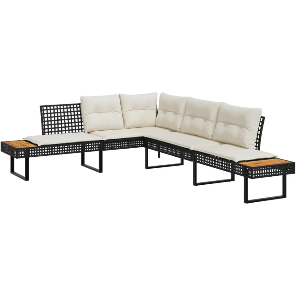 vidaXL 2-delige Loungeset met kussens poly rattan en glas zwart, foto 3