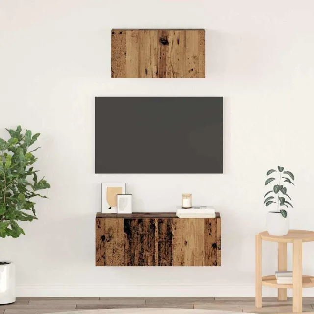 vidaXL Tv-meubelset 2 st Oud Hout Bewerkt hout bruin, foto 2